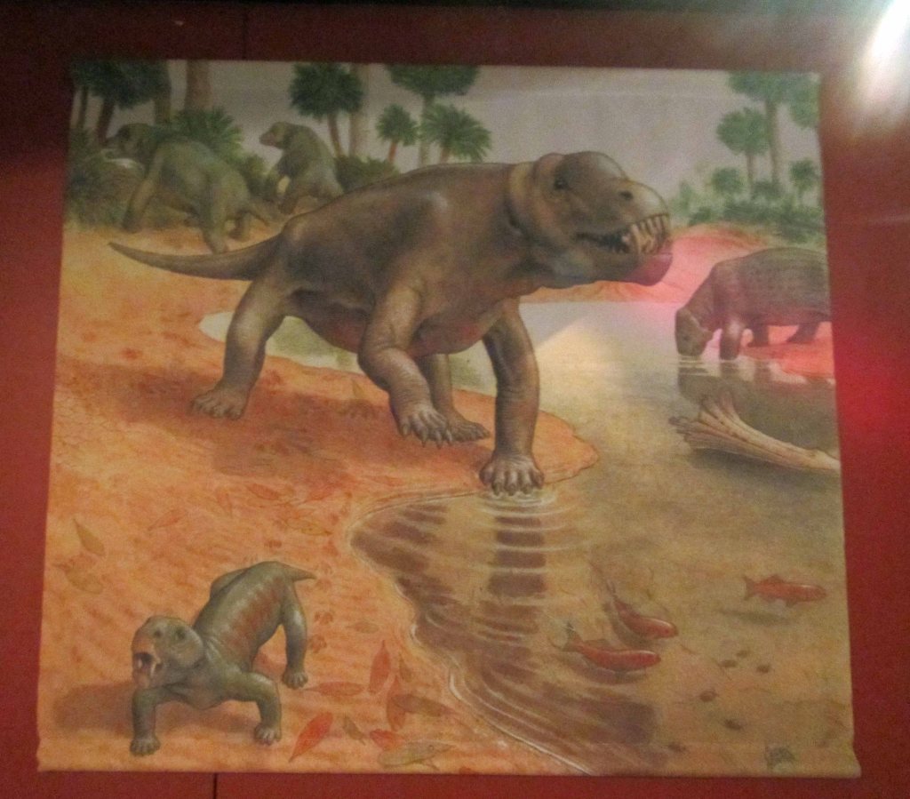 Neat painitng... I think these are Anteosaurus roaming the ancient Karoo. 