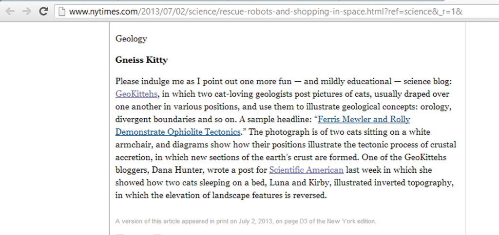 Geokittehs featured in the Science section of the New York Times!