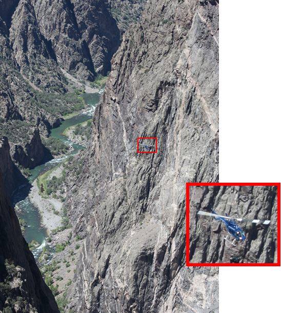 A helicopter flying through the canyon... giving an awe-inspiring sense of scale! Picture courtesy of Ray Hall. 