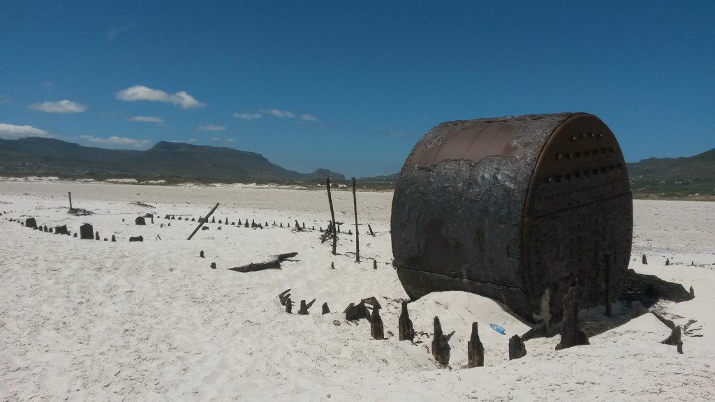 Another view of the rusty boiler, February 2014. 