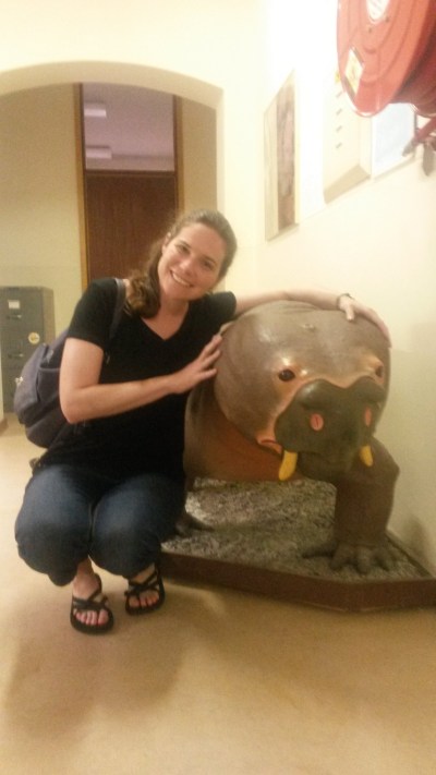 Another picture of yours truly and the aulocephalodon model. 