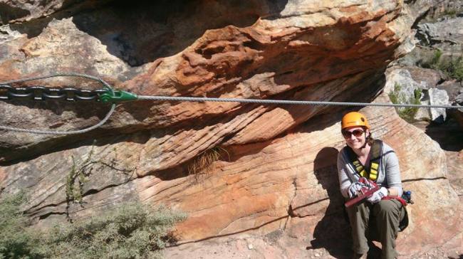 Posing with some pretty cross-bedding in Cape Fold Belt sandstones, Ceres, South Africa. 