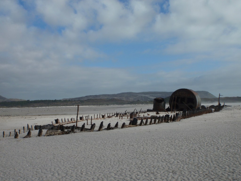The S. S. Kakapo shipwreck on Noordhoek Beach. 