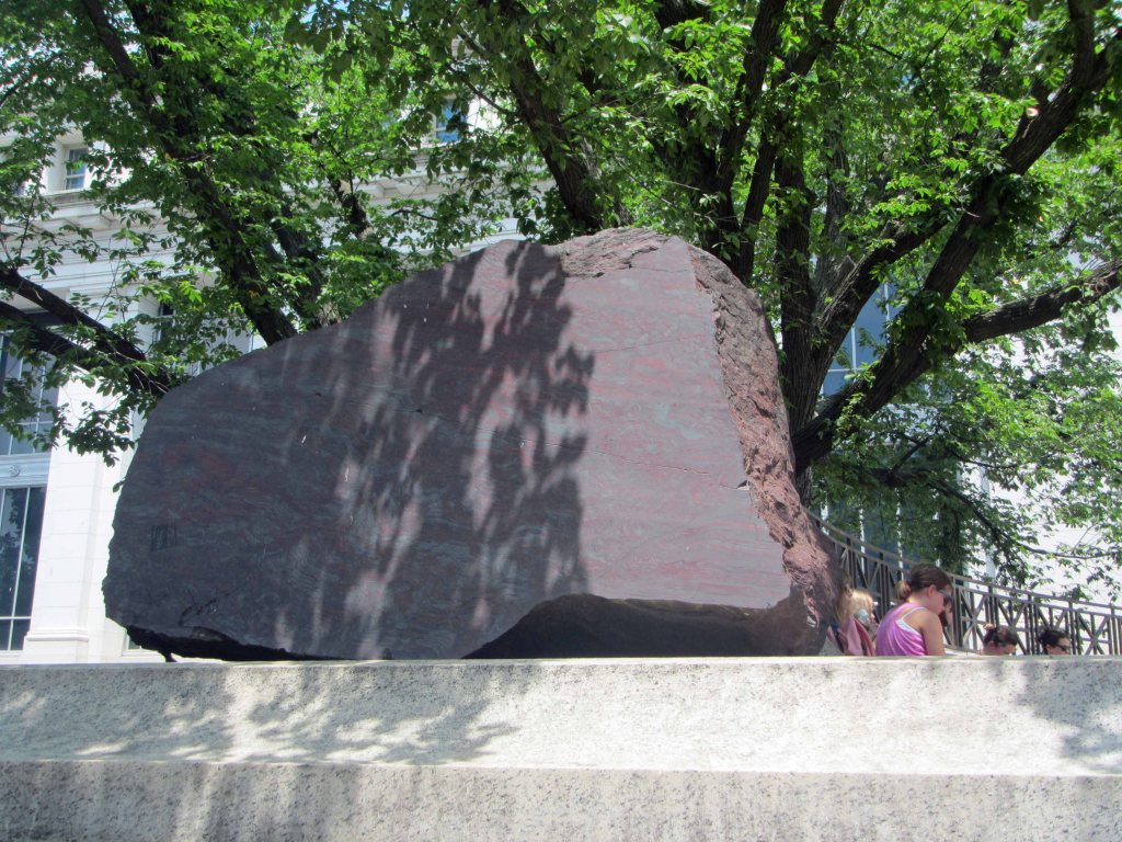 Banded ironstone boulder in front of the Smithsonian Natural History museum, June 2014. 