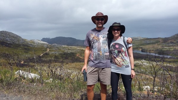 Elephant's Eye Hike #3. My husband Jackie and I competed for nerdiest t-shirt. My Star Wars t-shirt was pretty amazing, but I think that he won the contest with his "Kitten Kong" t-shirt. 