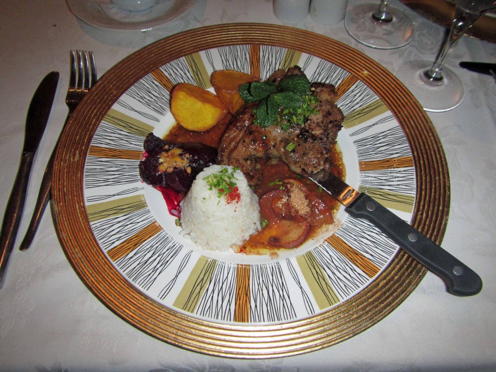 A delicious Karoo lamb dish at the Cluster d' Hote restaurant. Sutherland, October 2013. 