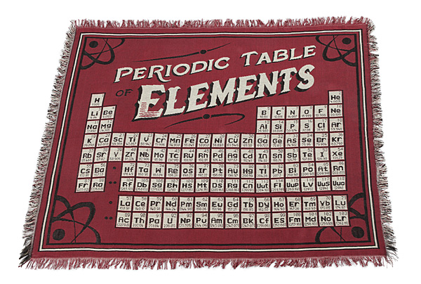 Periodic Table of the Elements Blanket. Image from ThinkGeek.com. 